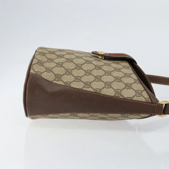 GUCCI GG Supreme Web Sherry Line Bag PVC Leather Beige 40 02 081 Auth BA7253 - Picture 6 of 16